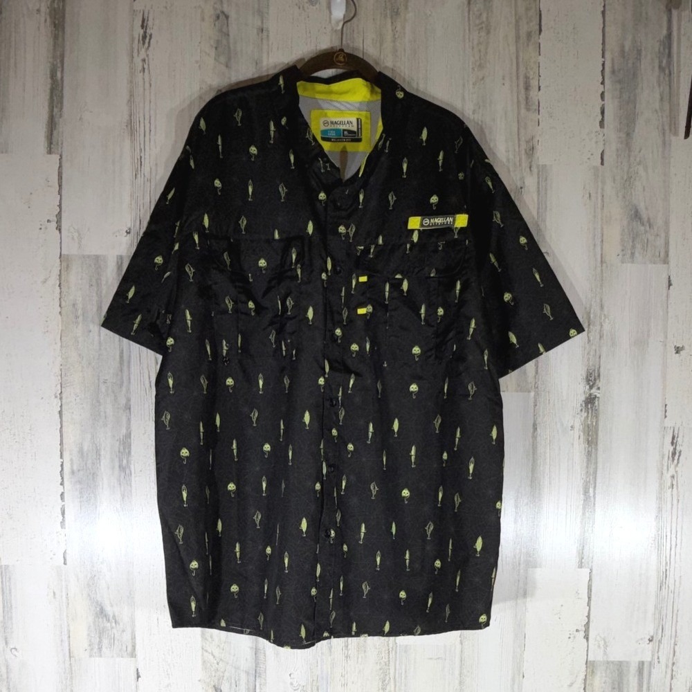 Magellan Fishing Shirt XL Black Halloween Tangled Lures Glow In The Dark NWT